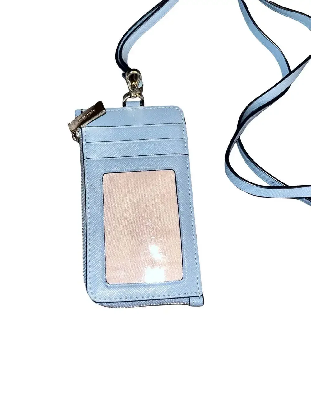 Kate Spade Madison Saffiano Leather Card Case Lanyard in Blue Glow
